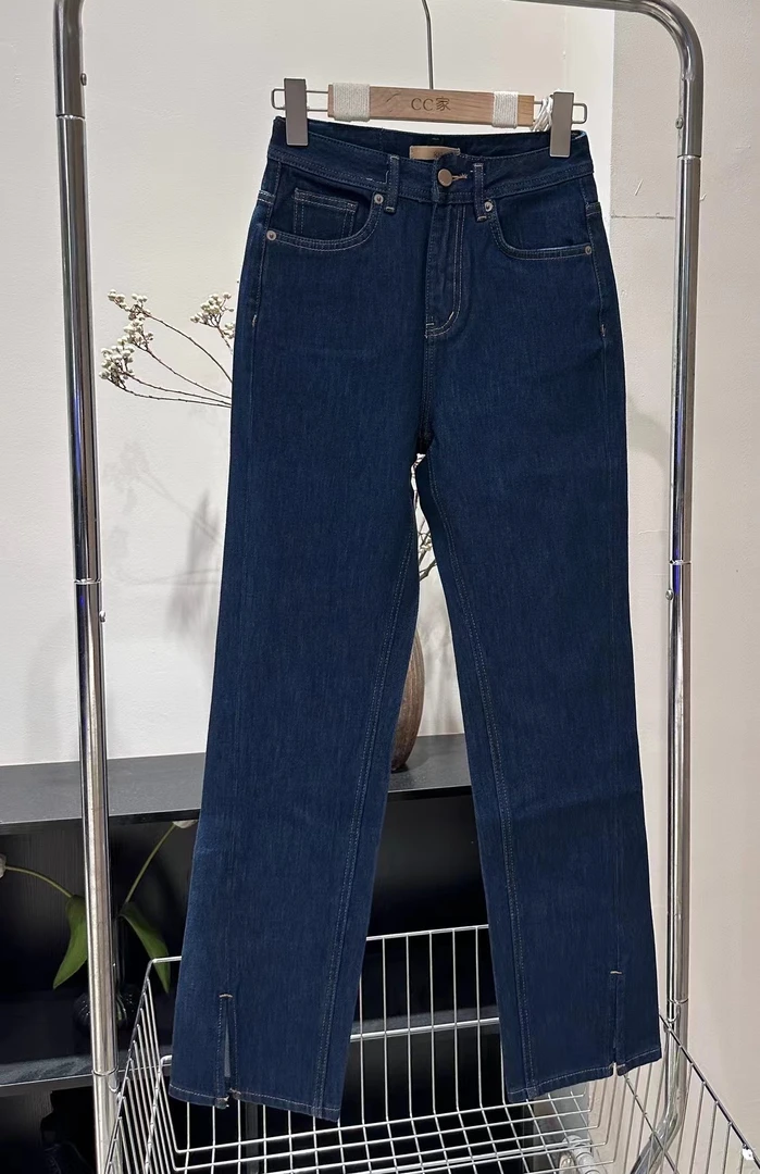 【K83570】kabodo 四面弹小直筒裤修身开叉设计感