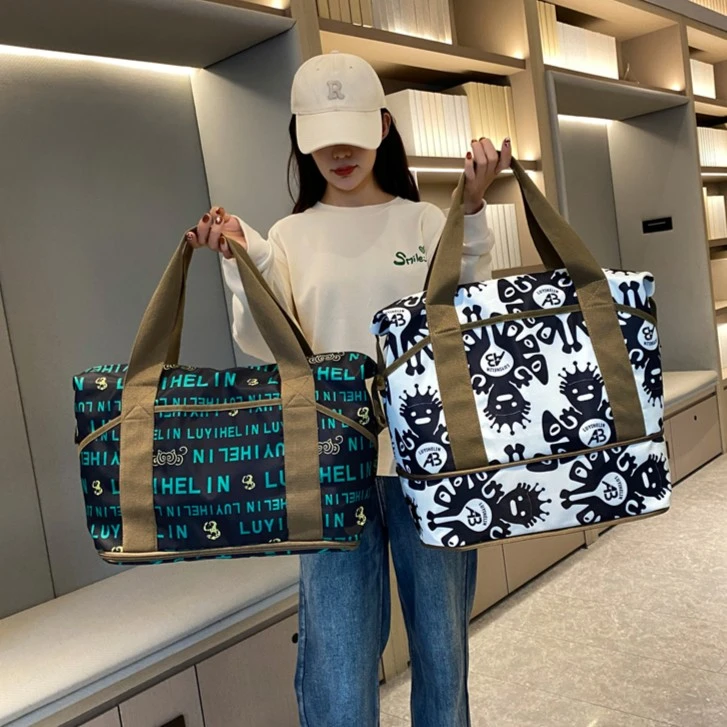 新款大容量女士短途旅行包复古风手提包可登机休闲轻便防水行李袋