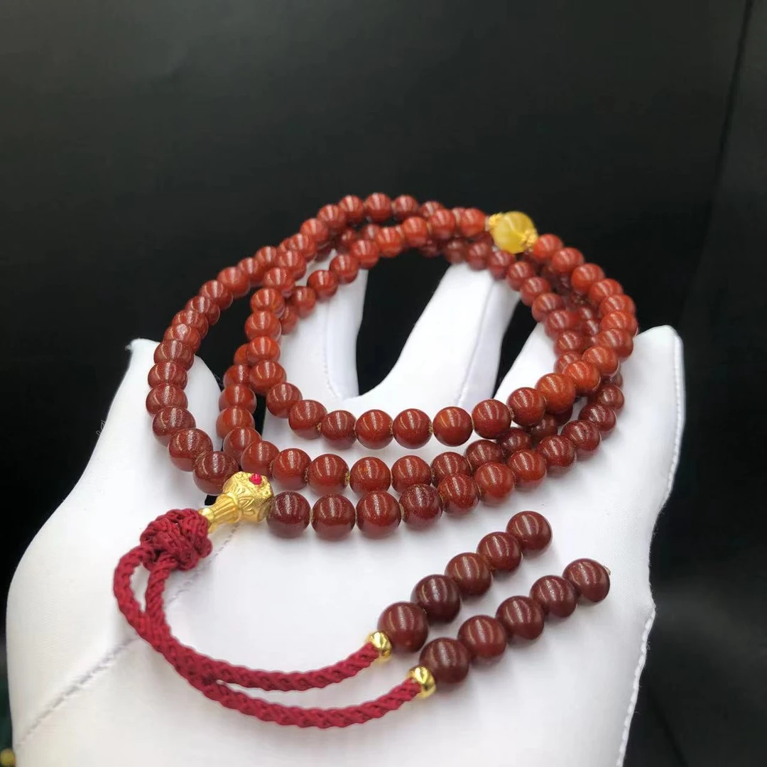 【亿轩臻选】ZX074809古董蜡108毛衣链diy金白圆珠7-9mm+