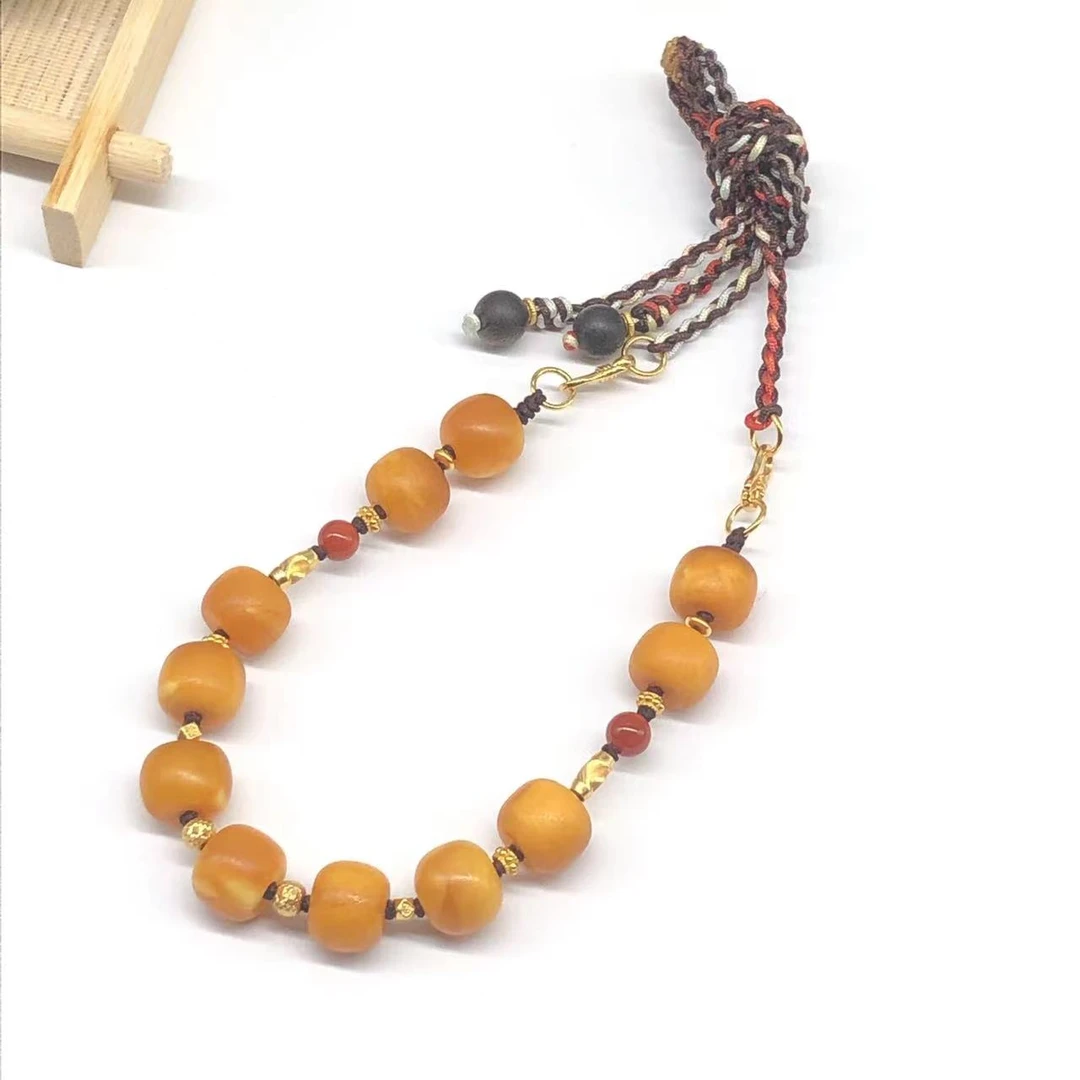 【亿轩臻选】ZX098211橘皮花蜡老型项绳diy南红10mm+