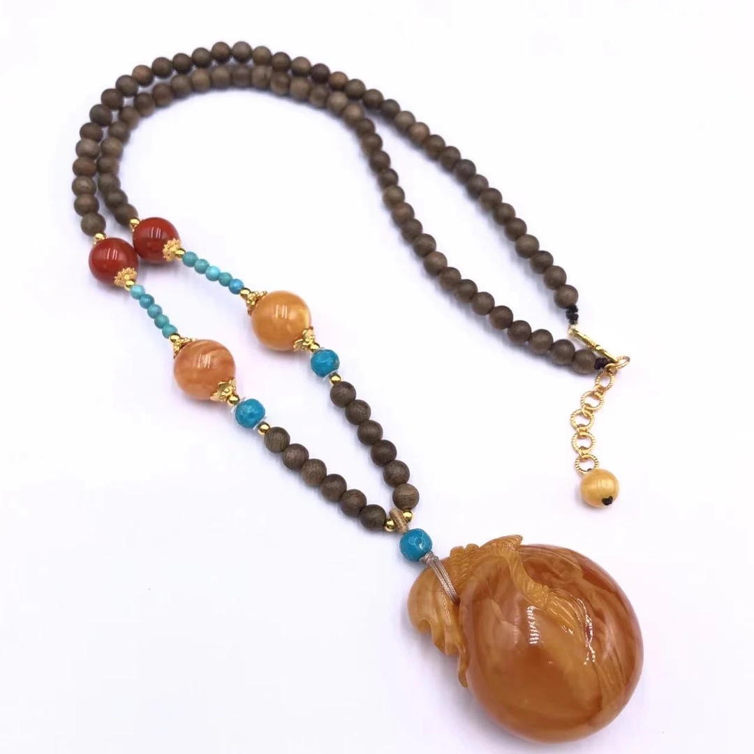 【亿轩臻选】ZX058106花蜡钱袋diy绿棋沉香公主链&南红绿松4-9-11+