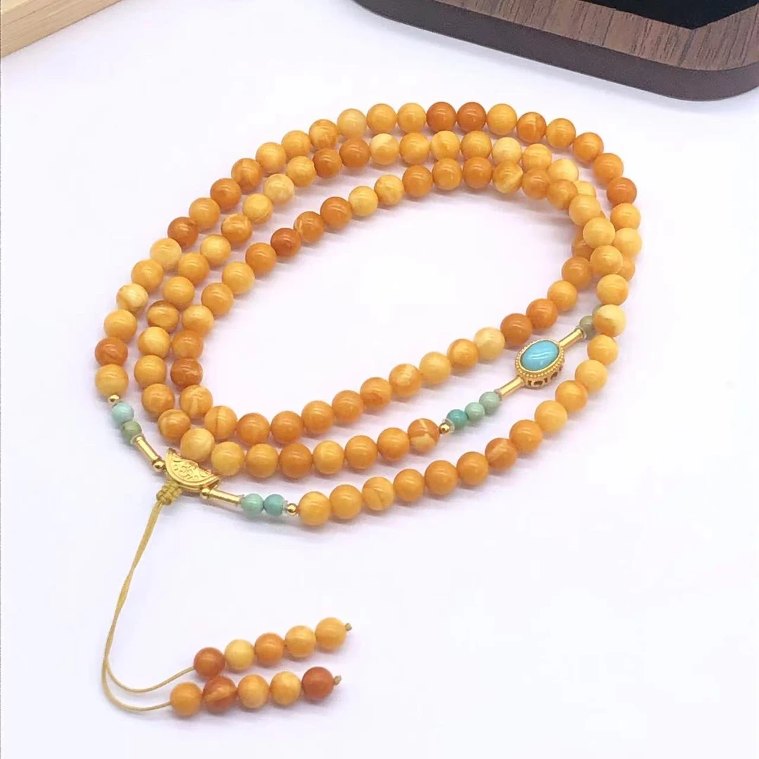 【亿轩臻选】ZX092911花蜡108毛衣链diy绿松5mm+