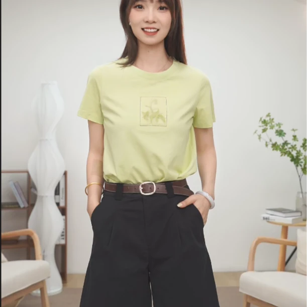 【茵曼服装】七分短裤女装A字简约舒适K18426152