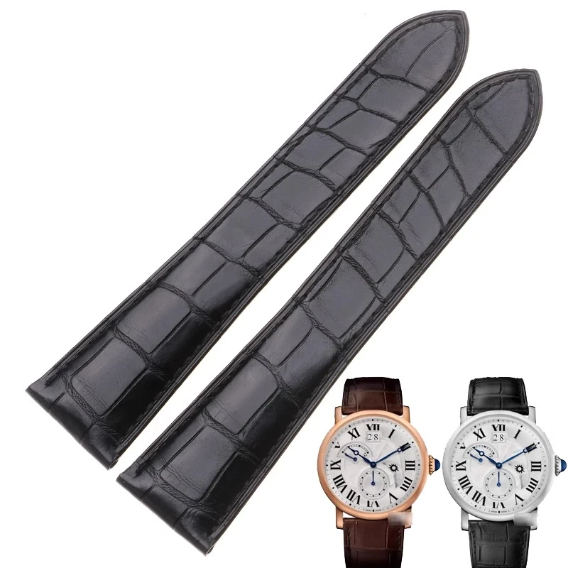鳄鱼皮适用卡地亚表带男Tank坦克钥匙伦敦真皮手表带女20 23m