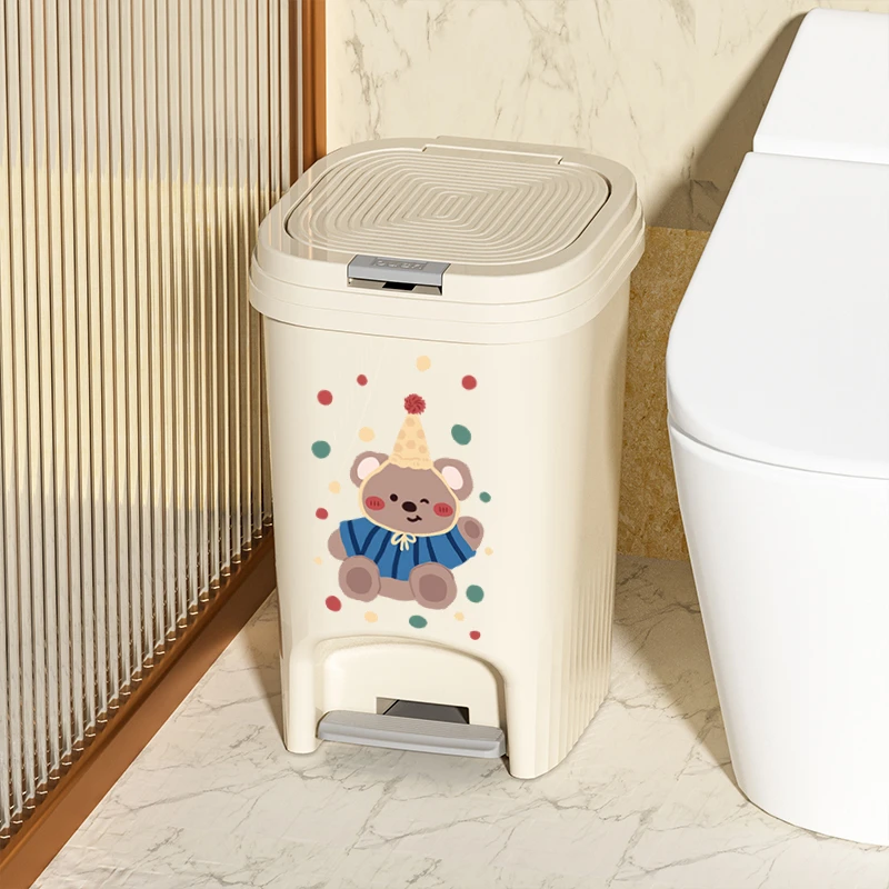 可爱垃圾桶家用2025新款客厅卧室厕所卫生间带盖卡通厨房创意脚踩