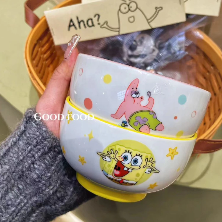海绵宝宝陶瓷米饭碗家用2023新款饭碗单个可爱儿童吃饭碗