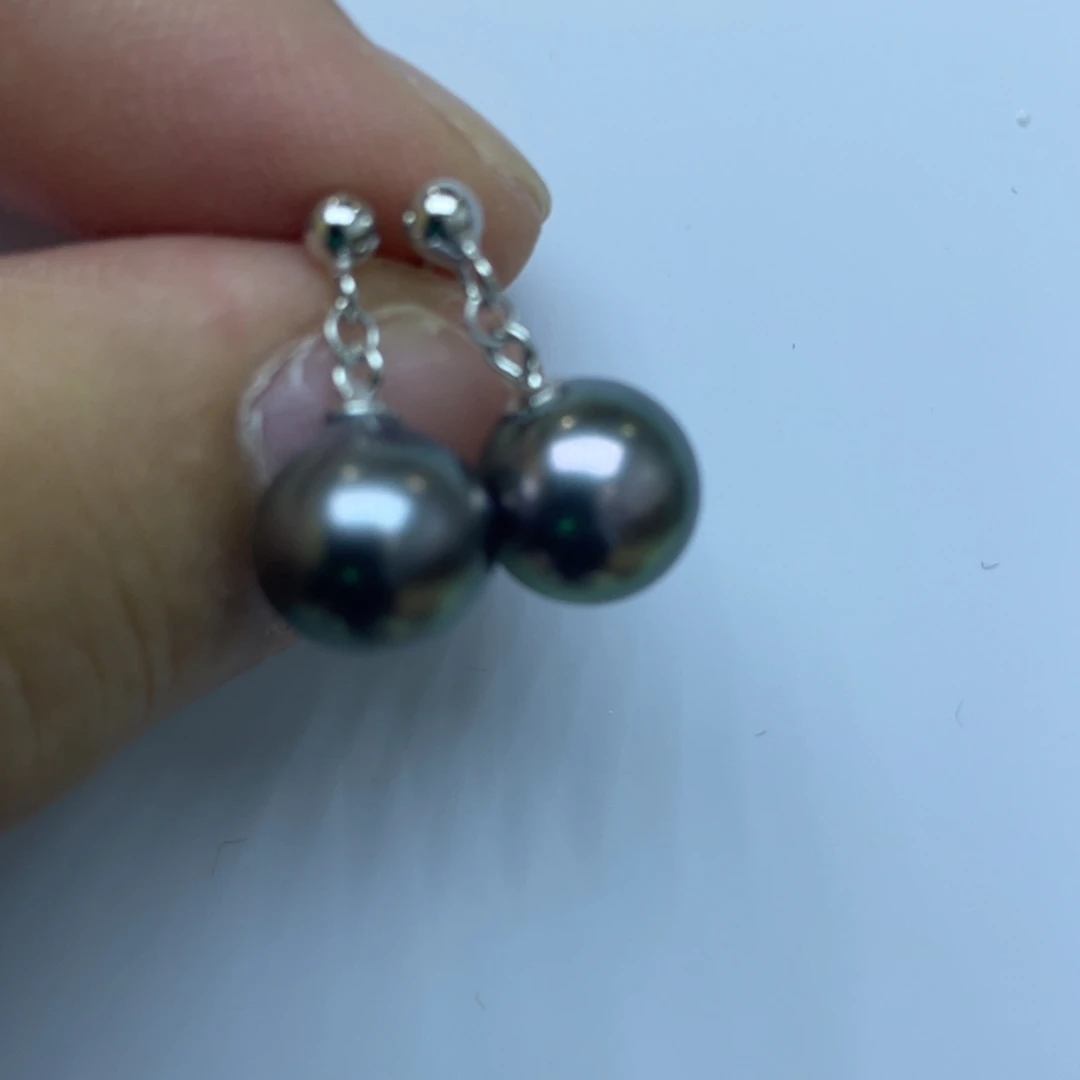 海水珍珠耳饰银S925镶嵌
