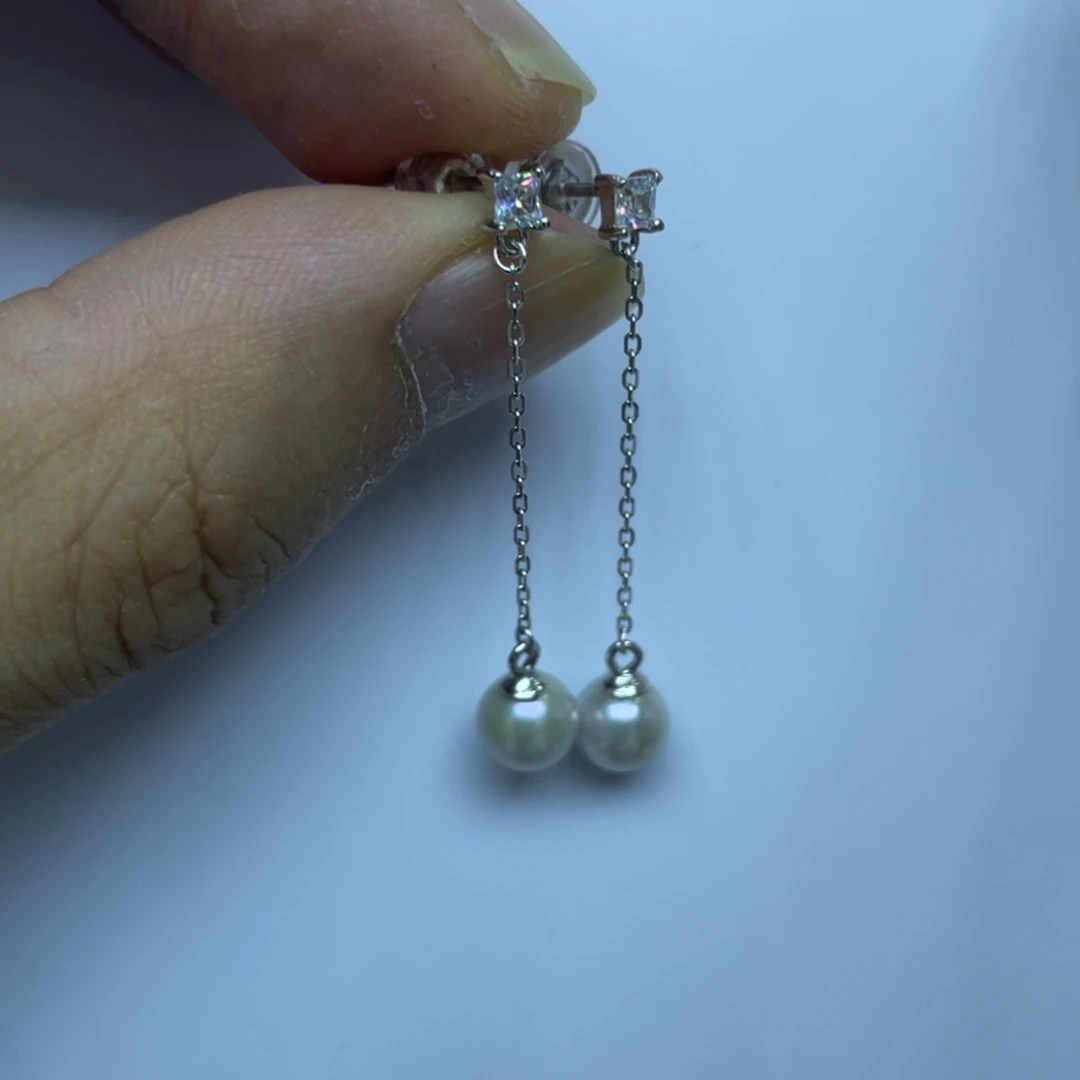 海水珍珠耳饰银S925镶嵌