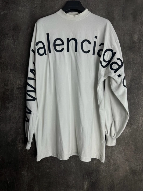 全新未使用/Balenciaga巴黎世家网址logo白色长袖