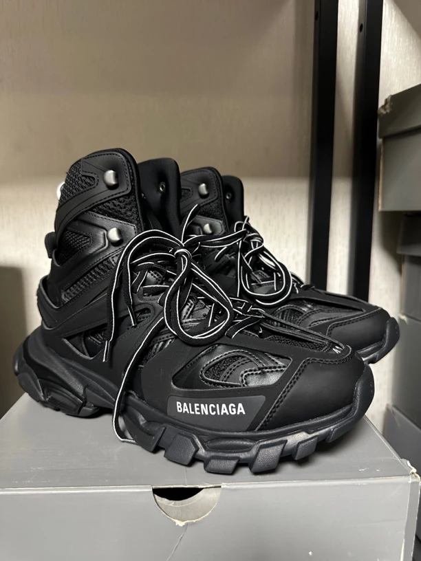 未使用/Balenciaga黑白黑色做旧高帮Track老爹鞋