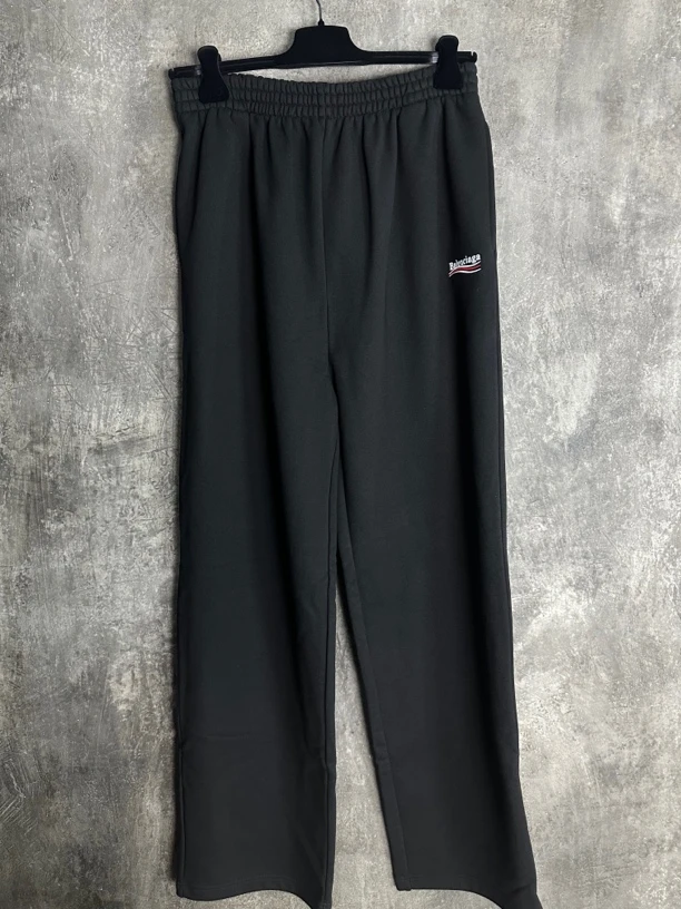 全新未使用 Balenciaga/巴黎世家 可乐黑色海浪刺绣阔腿卫裤