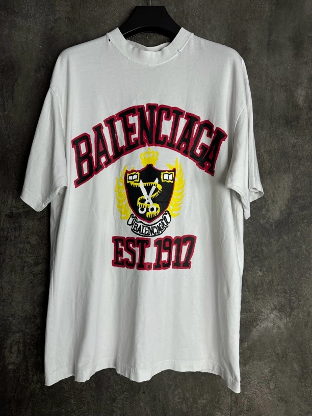 全新未使用/BALENCIAGA巴黎世家剪刀麦穗发泡印花短袖