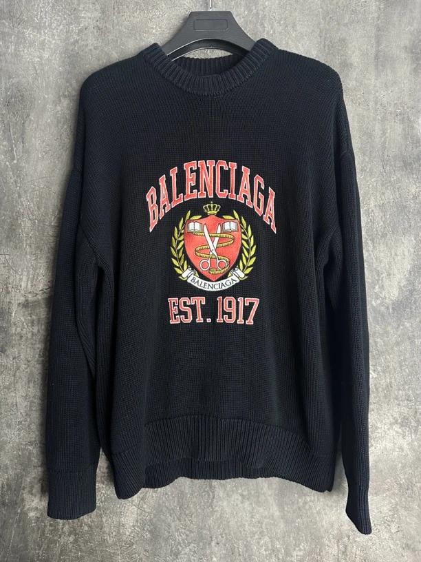 全新未使用/Balenciaga est 1917 麦穗剪刀盾牌针织衫毛
