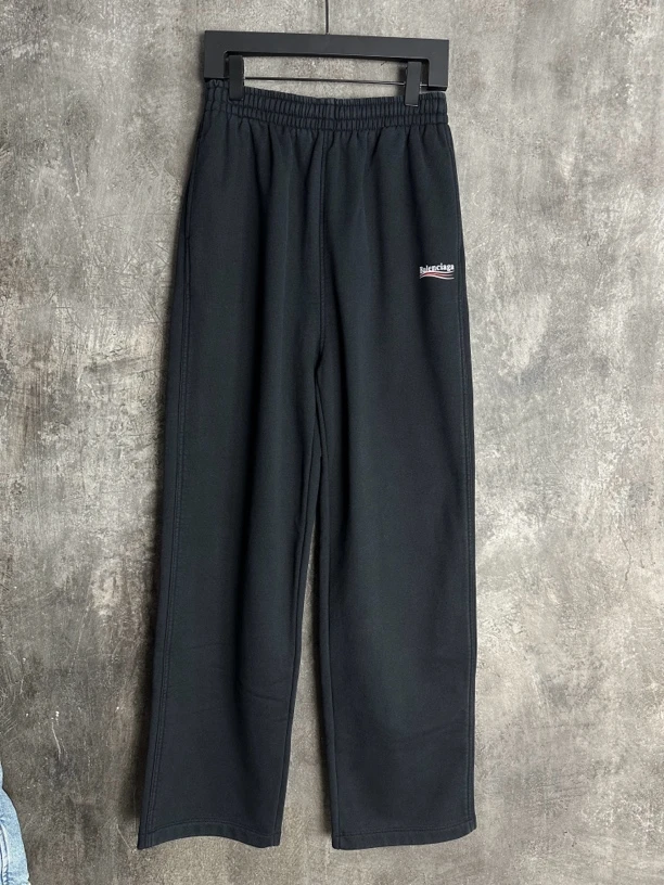 全新未使用/Balenciaga可乐海浪水洗黑海浪直筒阔腿Baggy卫裤
