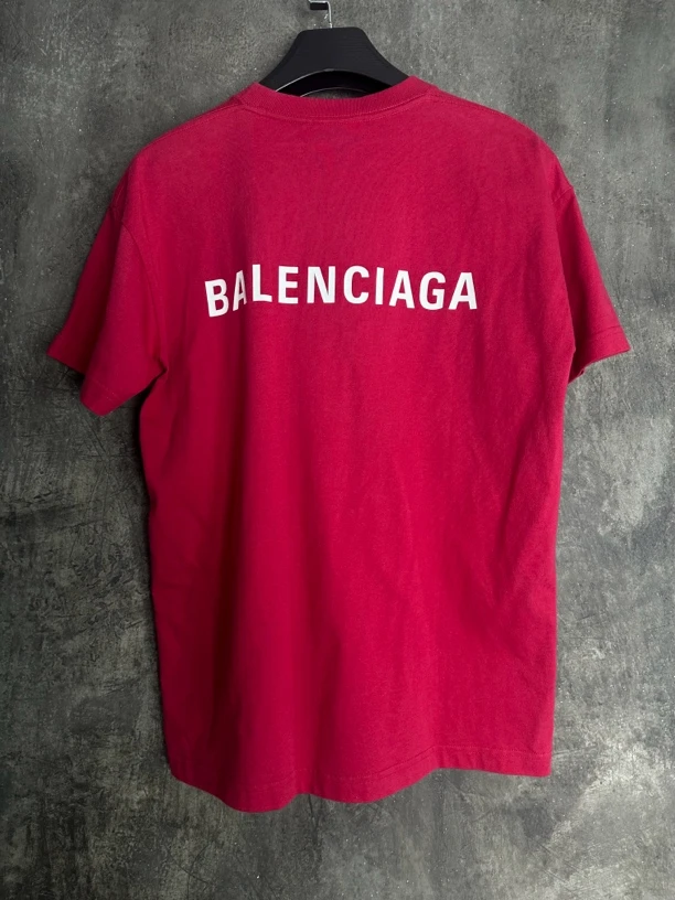 全新未使用/巴黎世家 红色背后大logo短袖