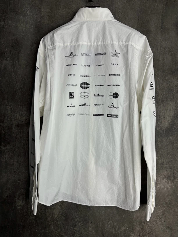 全新未使用/Balenciaga 巴黎世家 白色弹幕标志logo衬衫