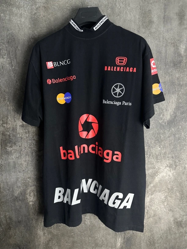 未使用/Balenciaga赛车标签广告LogoTop league满印短袖