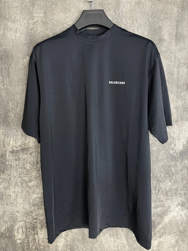 未使用/Balenciaga黑色经典小logo特殊面料防晒宽松短袖