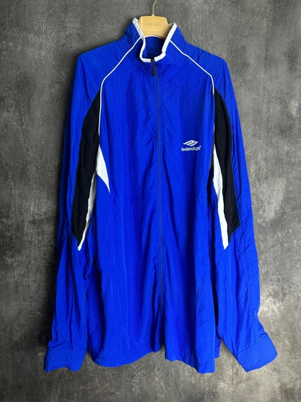 未使用 Balenciaga/巴黎世家 新款3B刺绣蓝白拼接冲锋衣夹克123