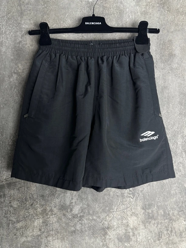 未使用/Balenciaga 3B刺绣黑色尼龙运动短裤