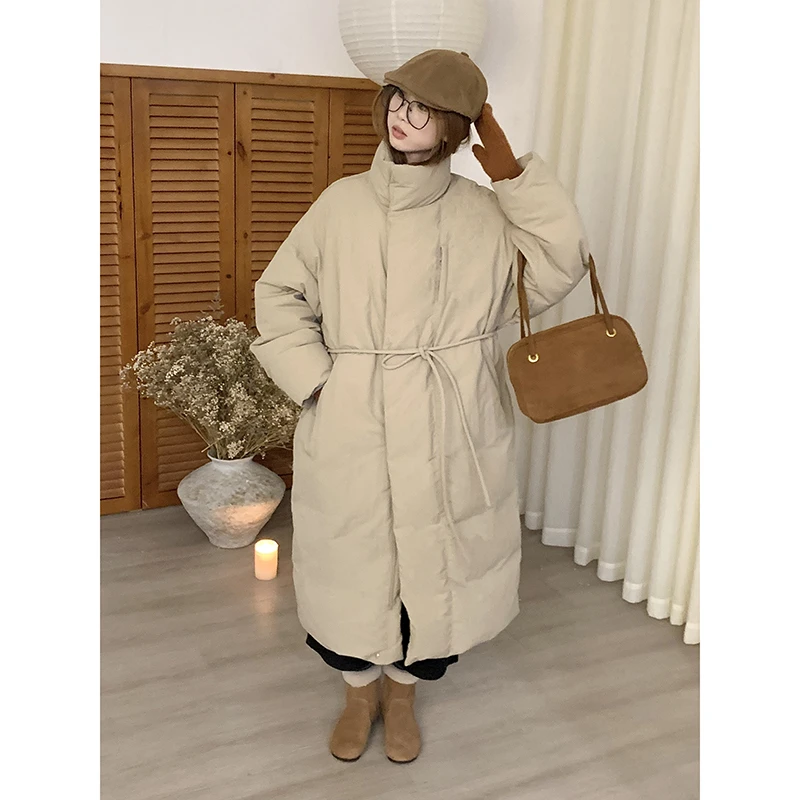 鹿十一【冰岛之恋】韩国定制90白鸭绒宽松加厚过膝长款羽绒服厚保暖