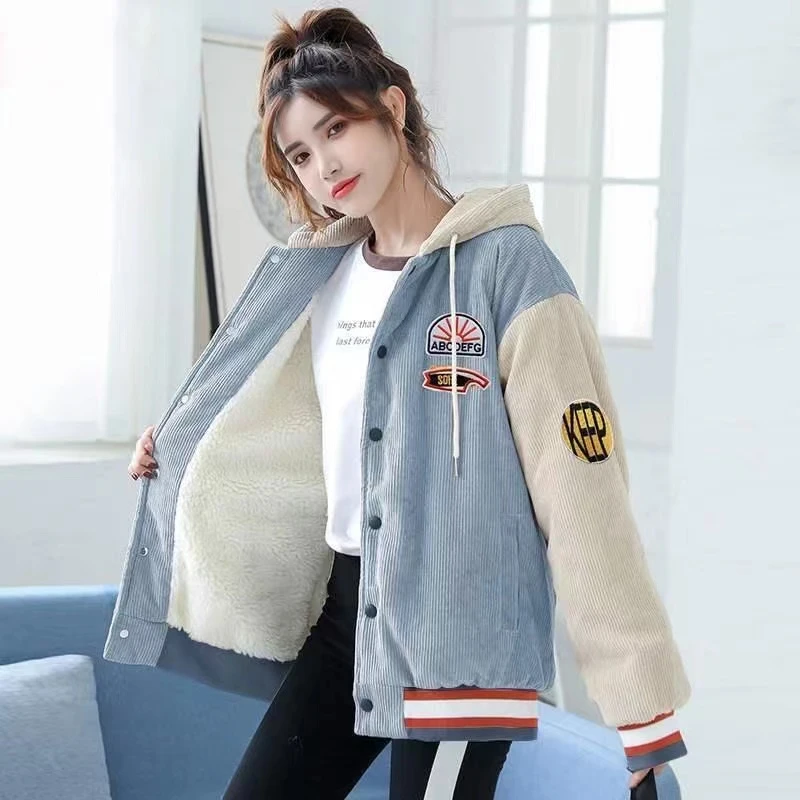 学生少女冬装13初中高中学生加绒加厚棉服女孩15岁女外套18岁棉衣