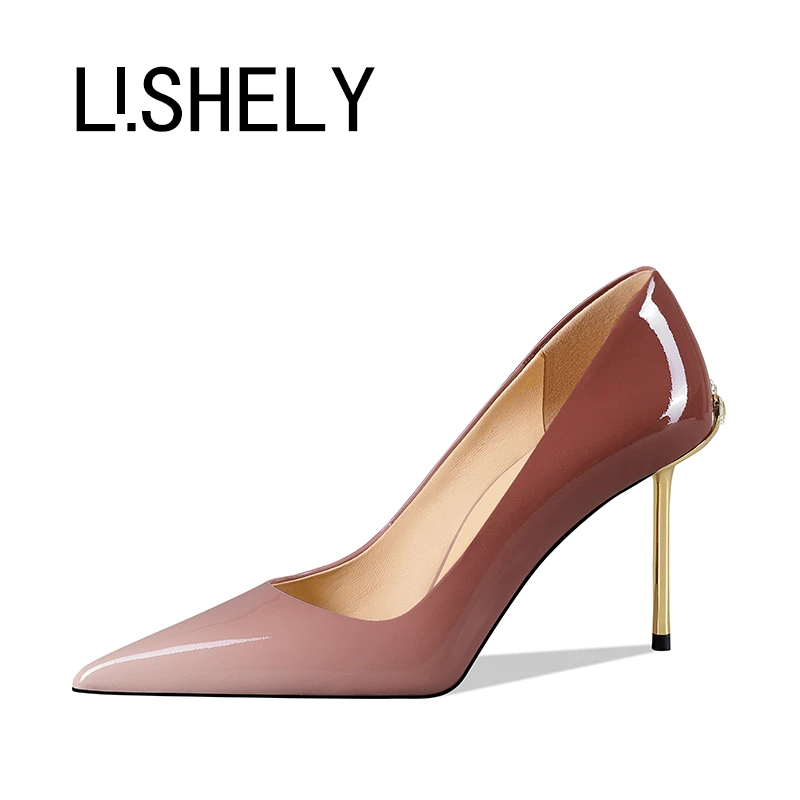 791[初见芙蓉]8cm方扣性感高跟鞋2024年新款真皮时尚轻奢渐变女鞋