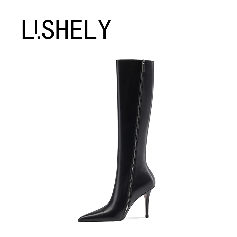 1074[璃月诗语]秋冬新款百搭靴子长靴洋气高跟细跟气质长筒靴子