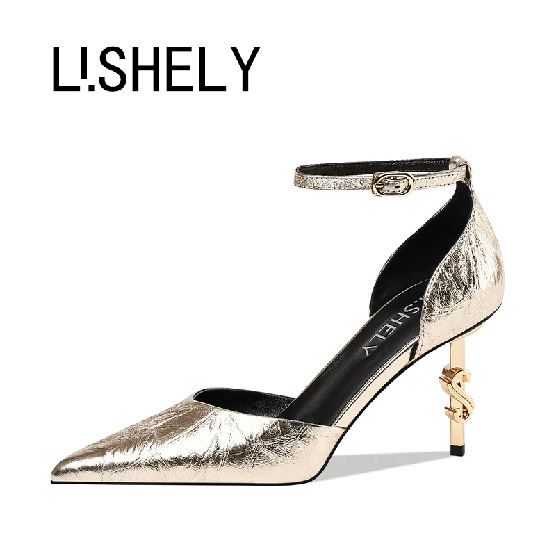 合904[拉尔克夫]8cm时尚s跟夏季细跟性感浅口高跟鞋侧空尖头气质