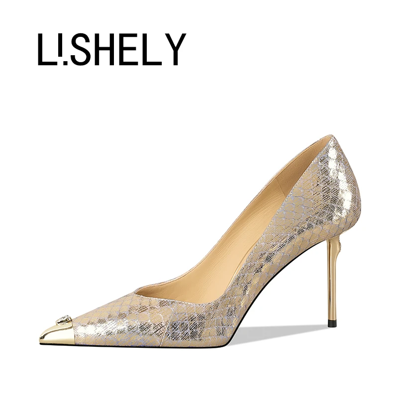 合808[冷影清梦]气质细跟高跟鞋通勤百搭水晶砖时常女鞋软皮女士