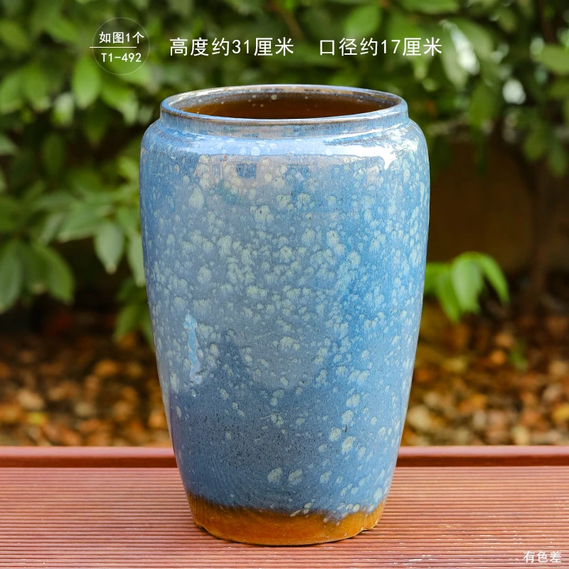T1-492特大号多肉粗陶花盆老桩法师天堂鸟高筒透气植物陶瓷陶罐