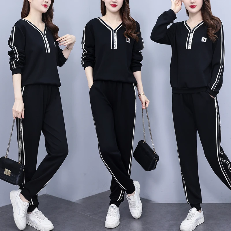 2023秋季新时尚减龄韩版休闲显瘦百搭运动套装长袖卫衣裤子两件套