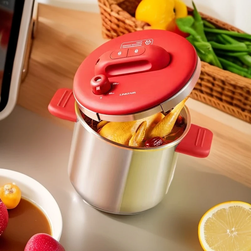 LINKFAIR/凌丰单手按键开盖304不锈钢多用锅防爆压力锅7升高压锅