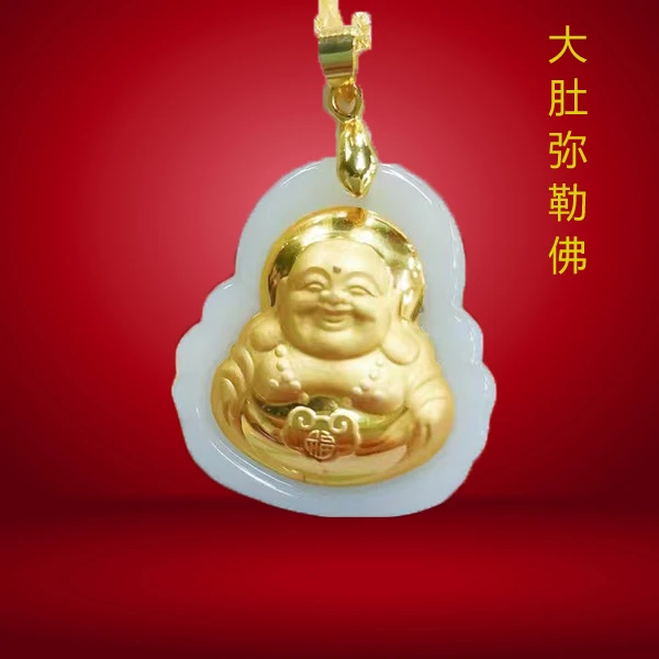 【含999金】含金镶嵌佛公气质百搭吊坠T【一物一证】