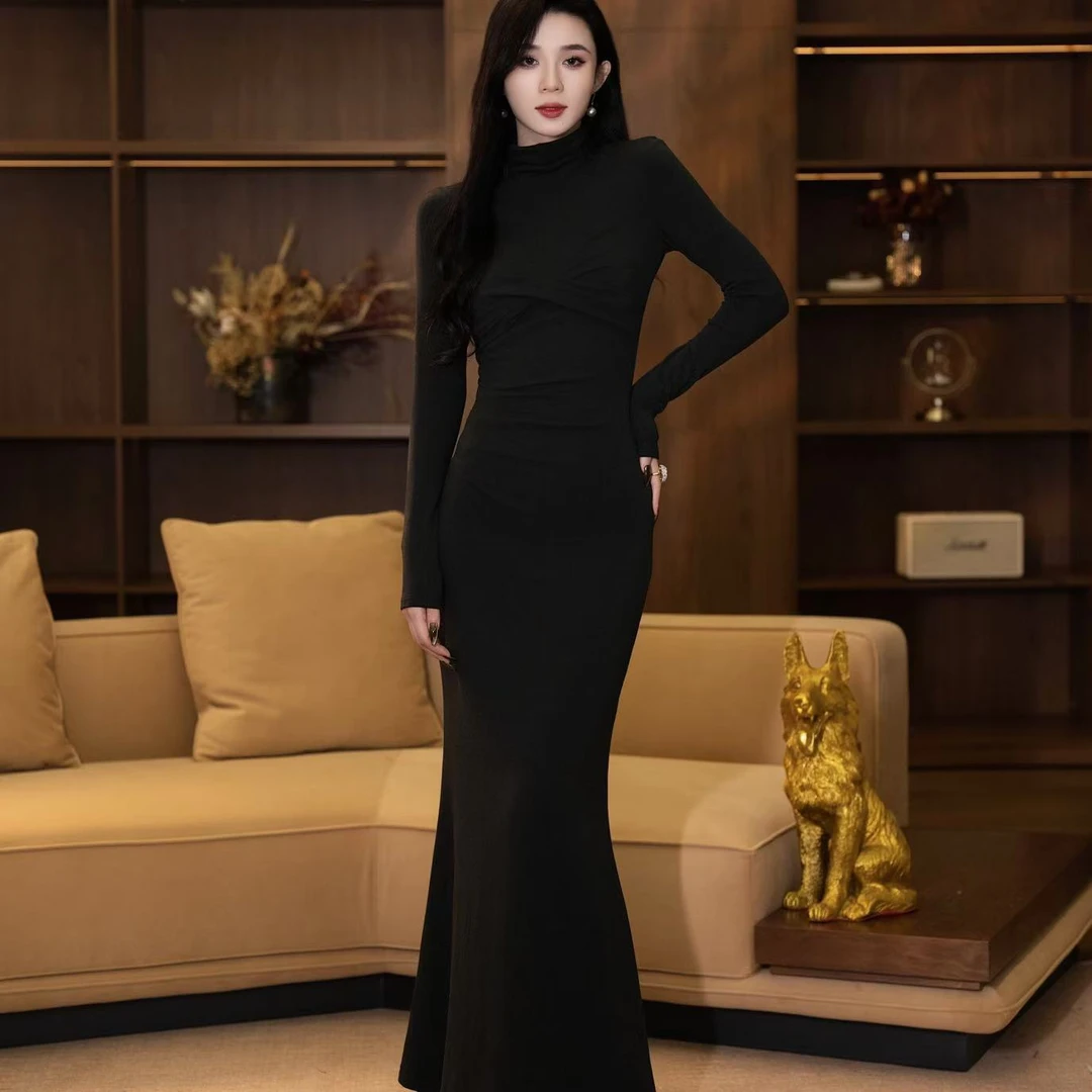 【yola】似夜秋季新款法式气质收腰显瘦鱼连衣裙-YL11140