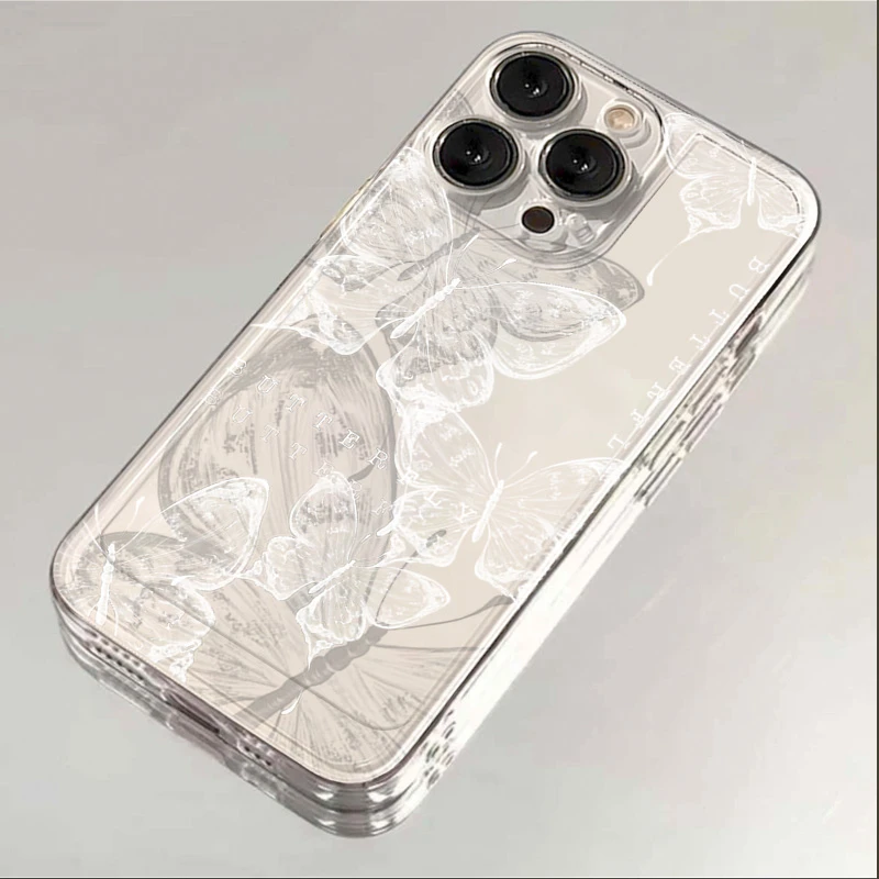 水墨蝴蝶苹果15手机壳iphone14promax高级13硅胶12透明11全包XSXR