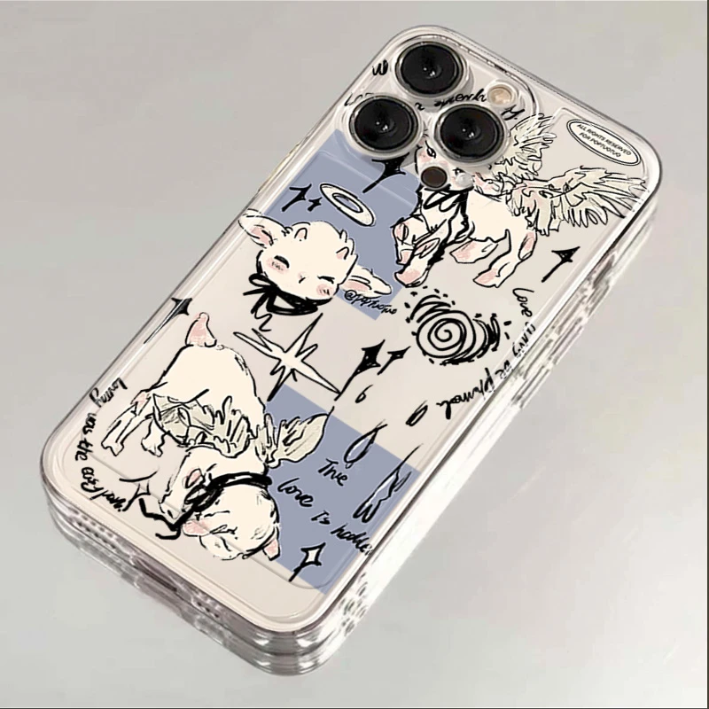 天使小羊苹果15手机壳iphone14promax高级13硅胶12透明11全包XSXR