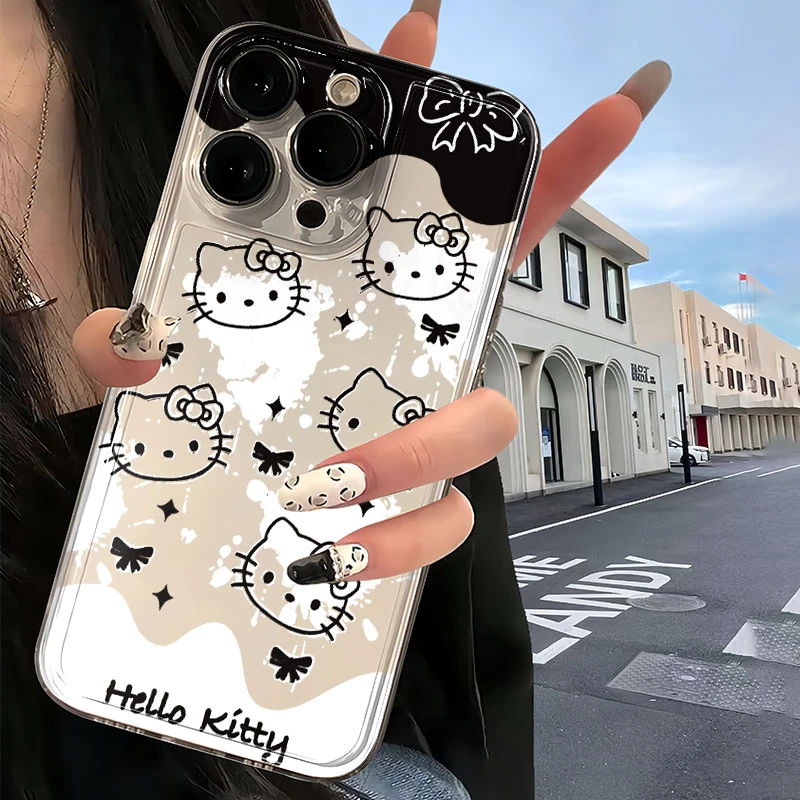 T黑色凯蒂猫sky适用iPhone苹果7plus手机壳15plus/15/15pro超薄潮