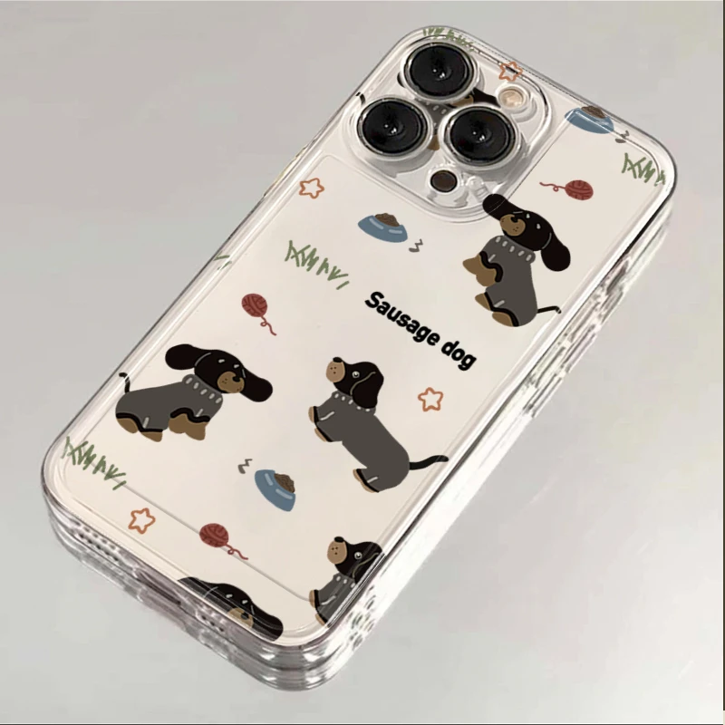 可爱腊肠狗iPhone15ProMax手机壳苹果14PRO透明13新年12 11全包