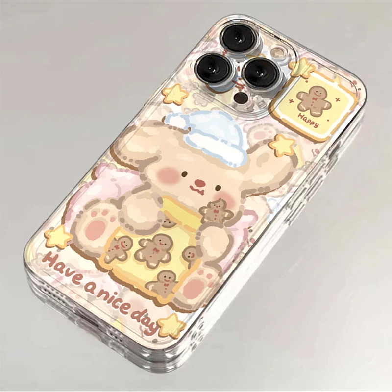 油画小熊姜饼人苹果15手机壳iphone14promax13硅胶12透明11全包XS