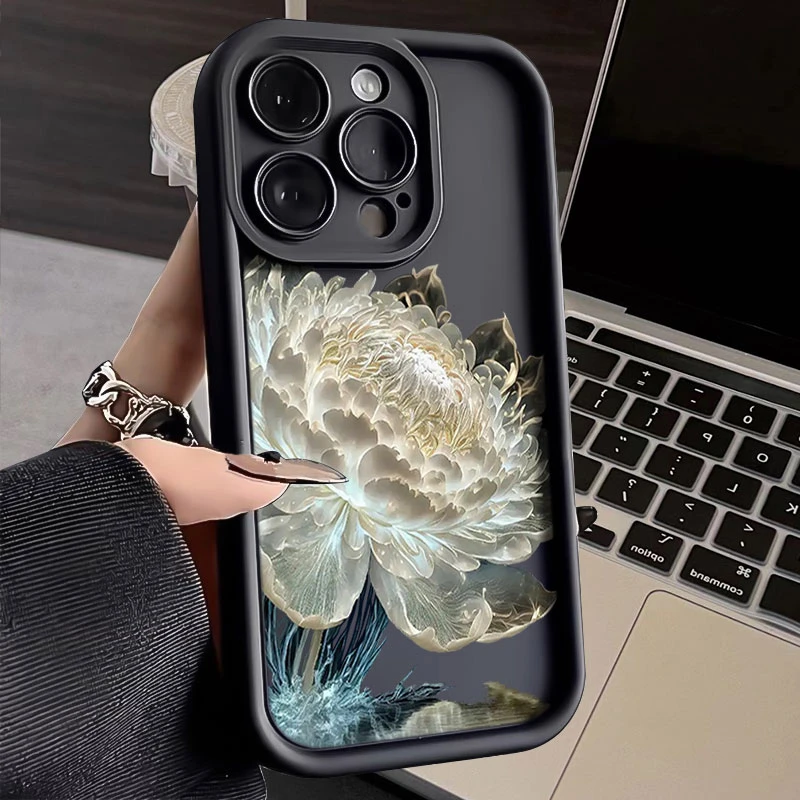 炫彩莲花iphone15PRO苹果手机壳14promax软硅胶13高级12/11全包