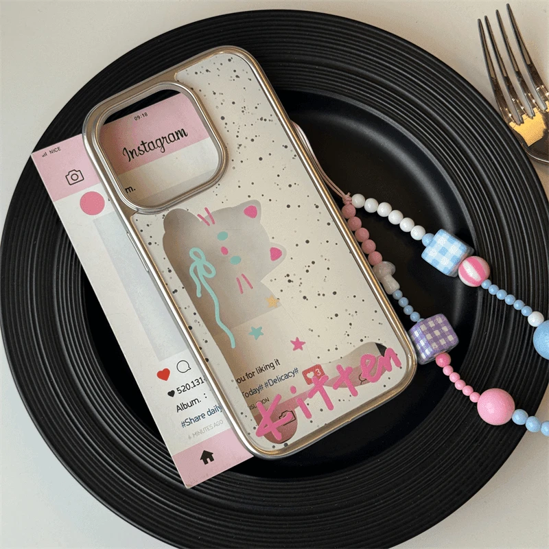 适用苹果系列iPhone15ins可爱14pro泼墨镂空猫咪13新款12手机壳11