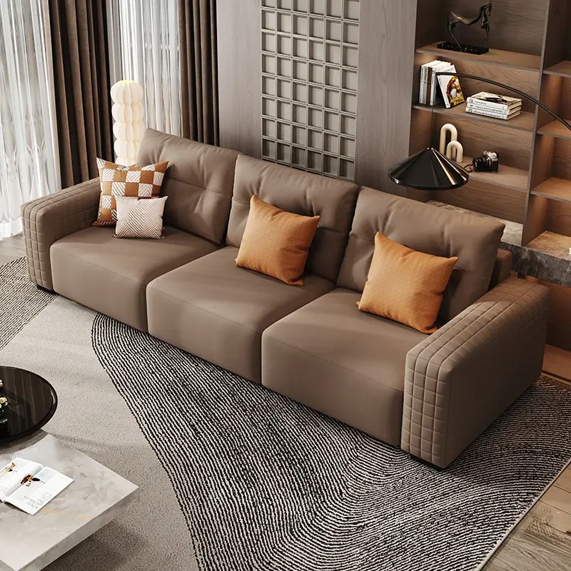 意式极简磨砂布艺沙发家用客厅沙发三人位网红沙发大户型横厅沙发