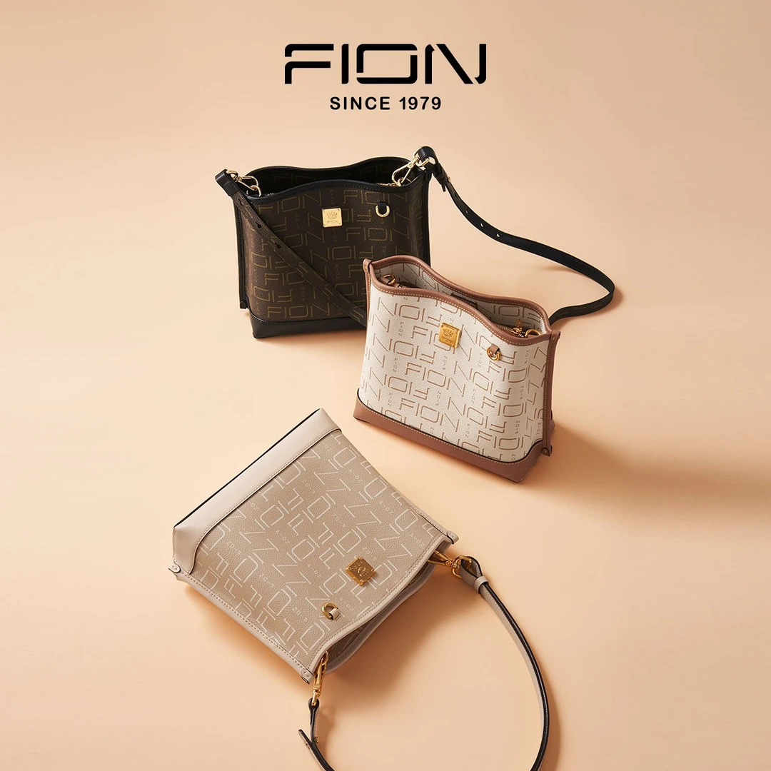 Fion/菲安妮春夏时尚经典复古风印花女士水桶包单肩包 FAAFJMG001