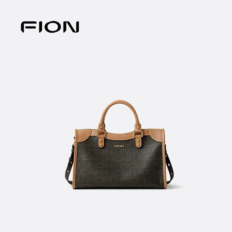 Fion/菲安妮时尚复古经典单肩百搭印花机车包斜挎肩包FAAFJGC168