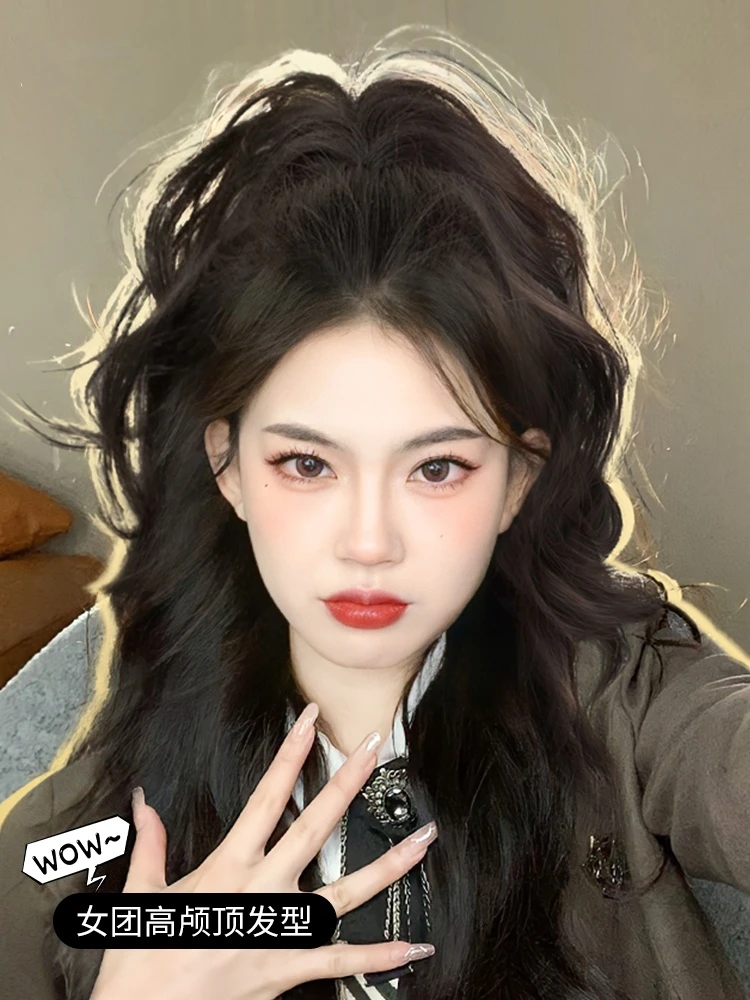 假发女马尾长发自然仿真发抓夹瀑布半扎高多巴胺辫子发型喷泉秋冬