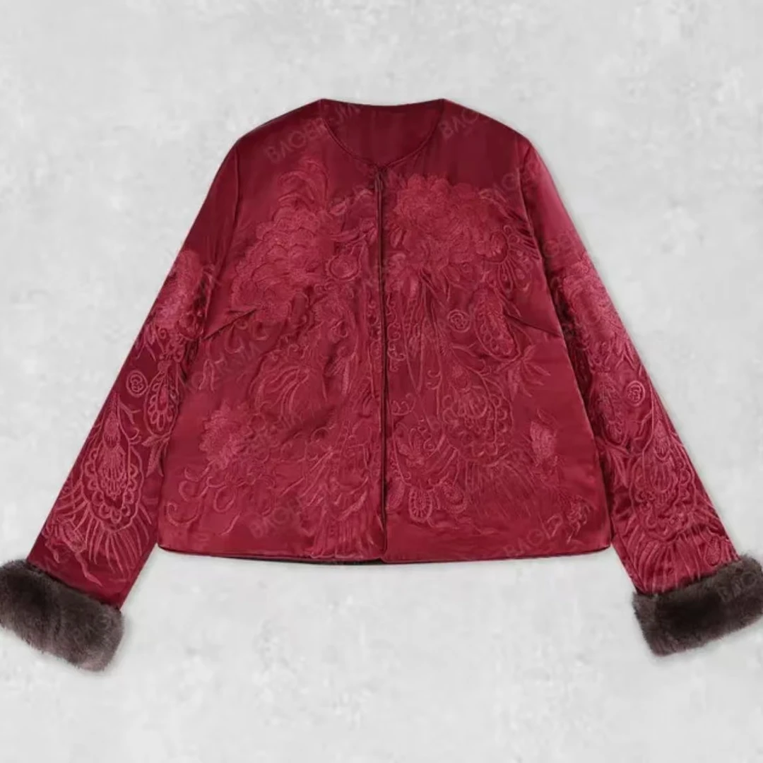 【初一】冬季年味满满中国红金凤凰刺绣外套2024D18311——小黎