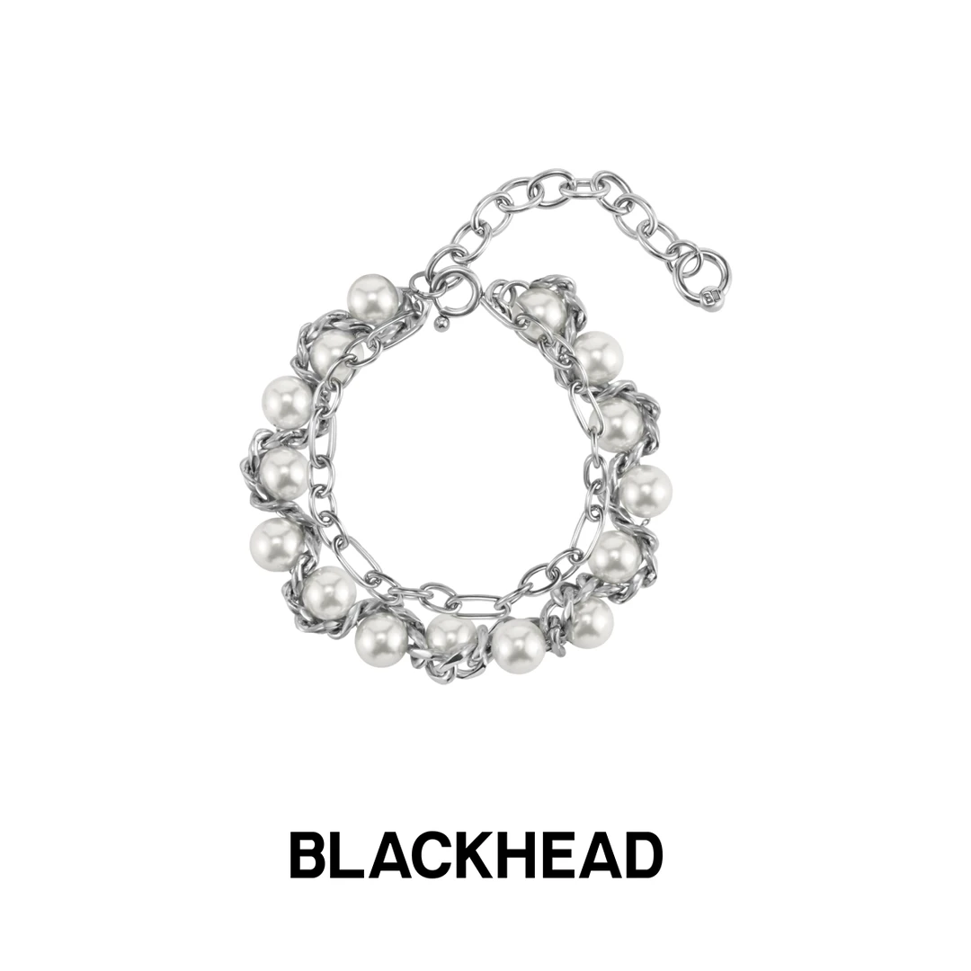BLACK HEAD/黑头 不锈钢仿珍珠手链 气质轻奢简约珍珠缠绕手链