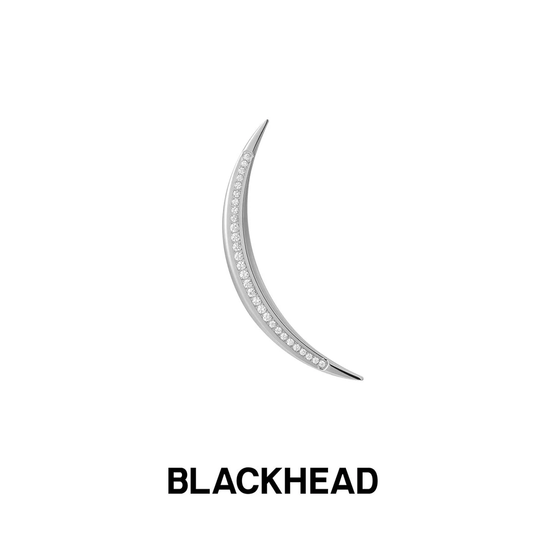 钛钢合成锆石耳饰 月牙轨镶钻装饰耳环【专享】