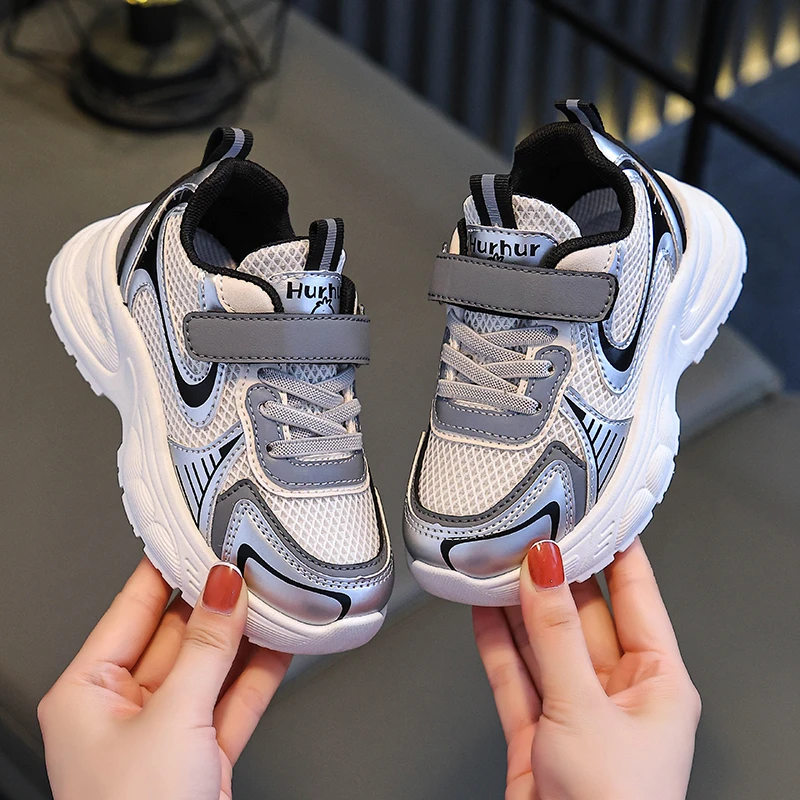 网面透气休闲男孩春季韩版百搭运动鞋防滑平底女孩儿童跑步老爹鞋